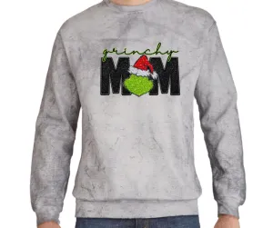 Grinchy Mom Christmas Comfort Colors Smoke Dyed Top