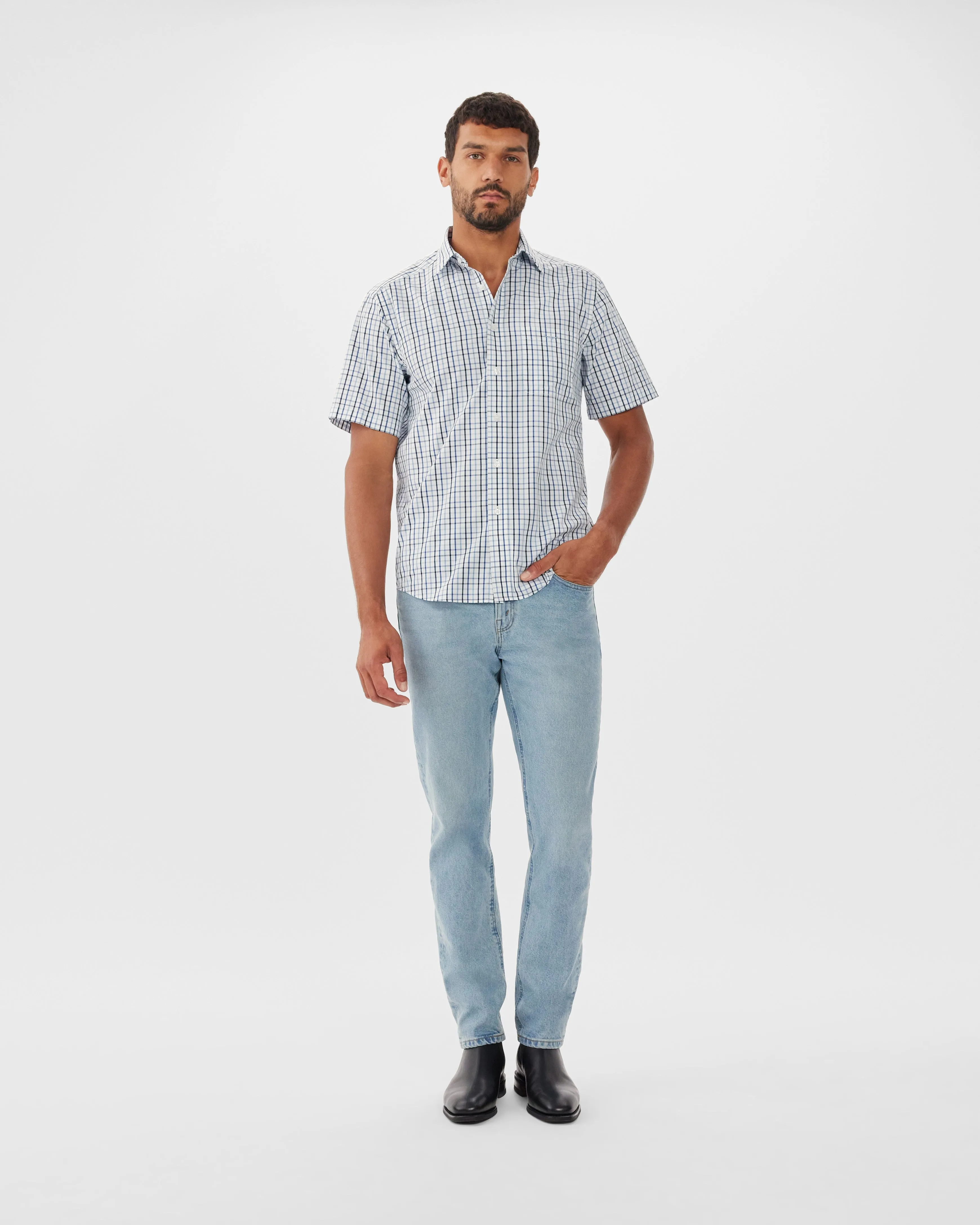Hervey Shirt - White/Navy/Blue