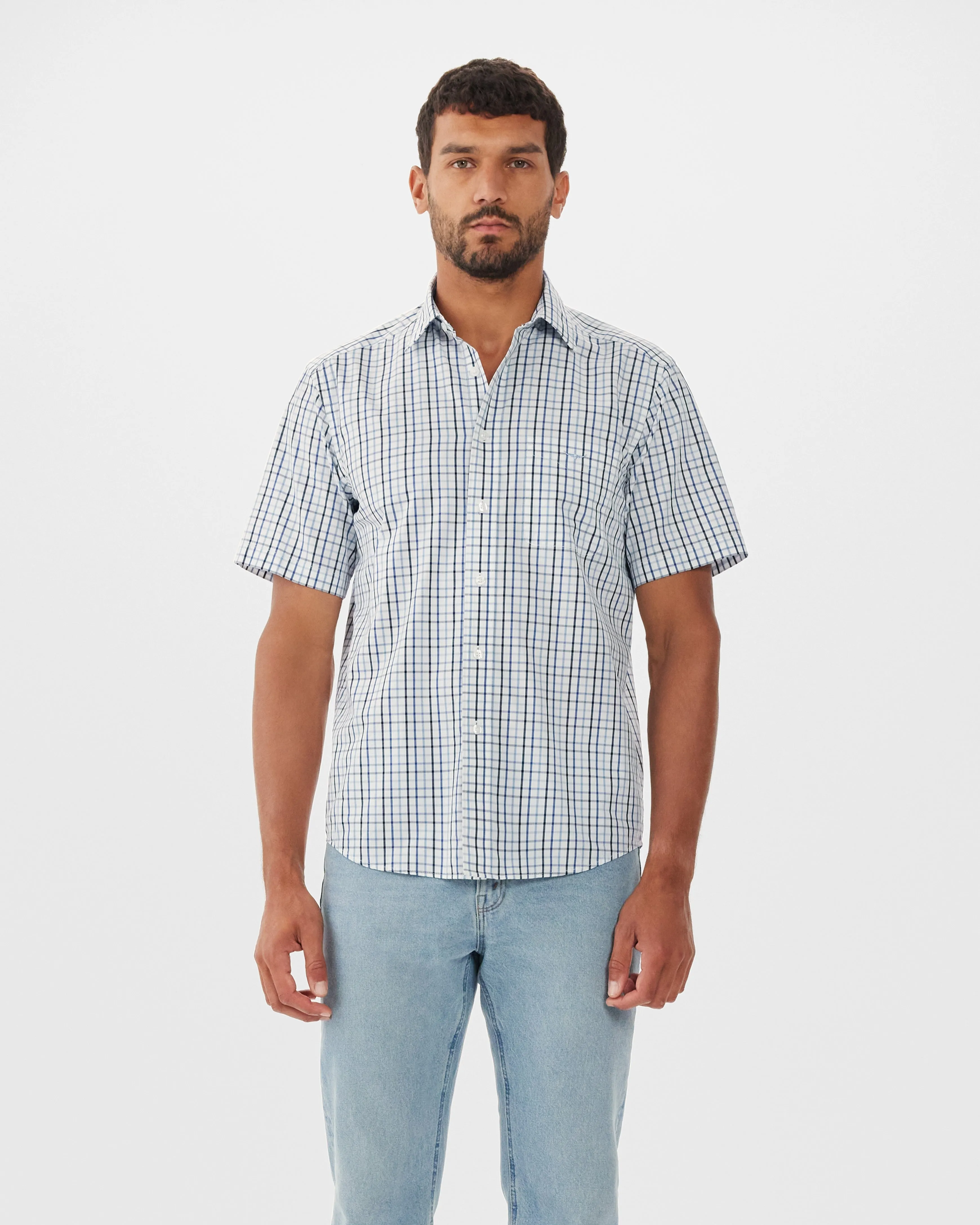 Hervey Shirt - White/Navy/Blue