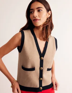 Holly Knitted Waistcoat-Camel Melange