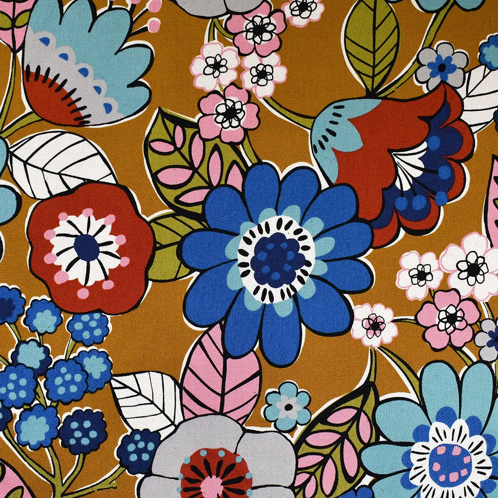 Japanese Statement Floral Oxford Canvas Ochre
