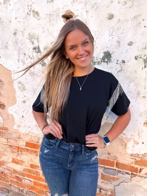Kaycee Rhinestone Fringe Top