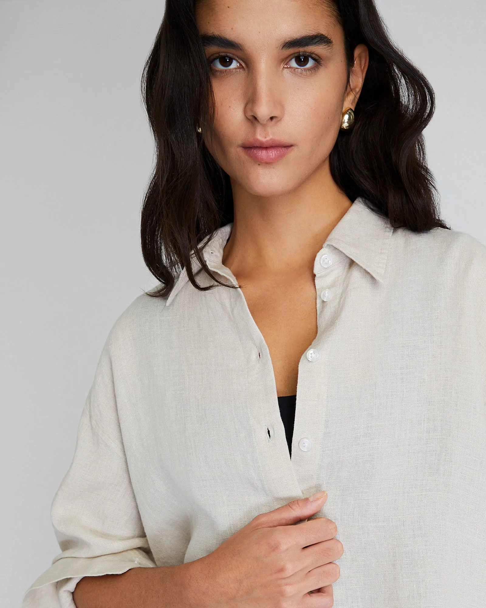 Linen Button Front Shirt
