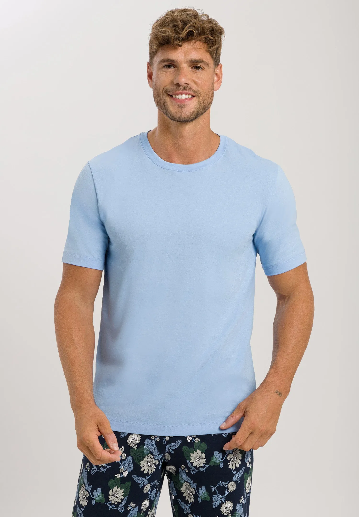 Living Shirts Cotton Crew Neck T-Shirt | Placid Blue 75050-2531