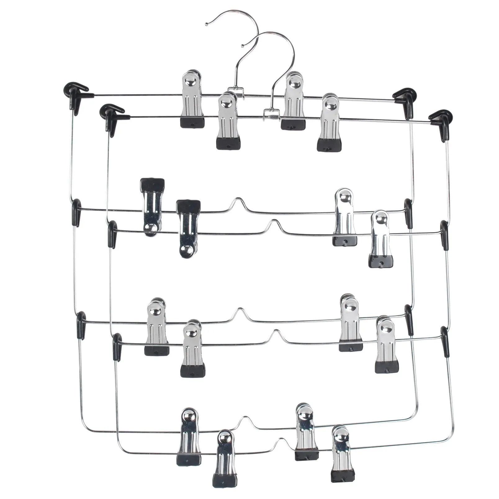 LOHAS Home 4 Tier Skirt Hangers Pants Hangers Closet Organizer Stainless Steel Fold up Space Saving Hangers (2-Pieces)