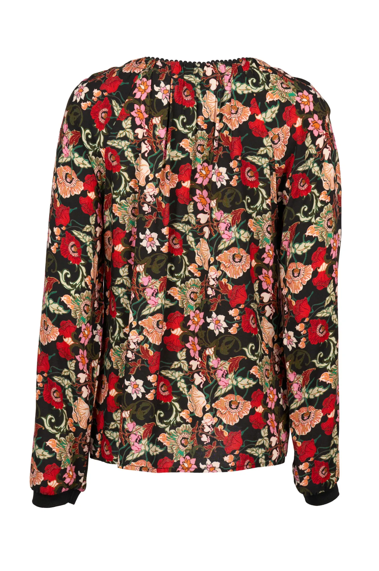 Long Sleeved Top With Keyhole Neck - Flamenco