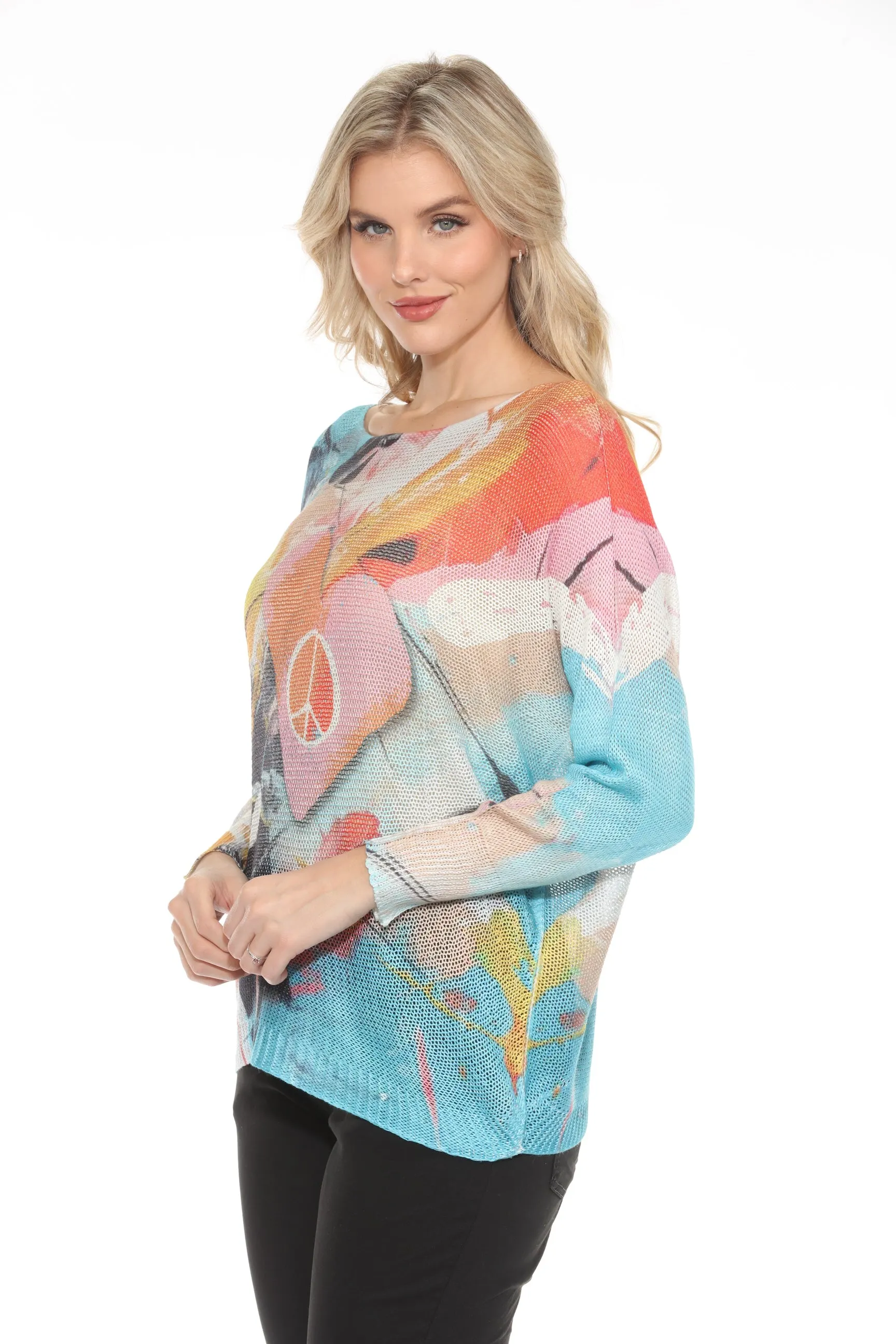 Love Pattern Mesh Top
