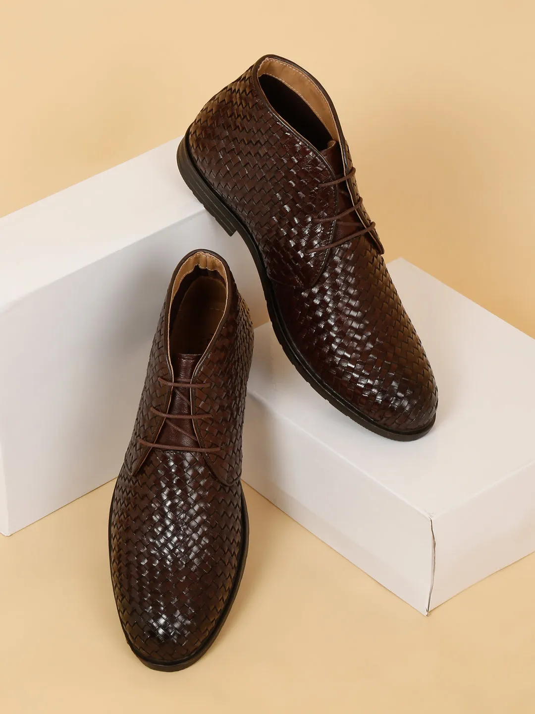 Men Brown Leather Casual Shoes