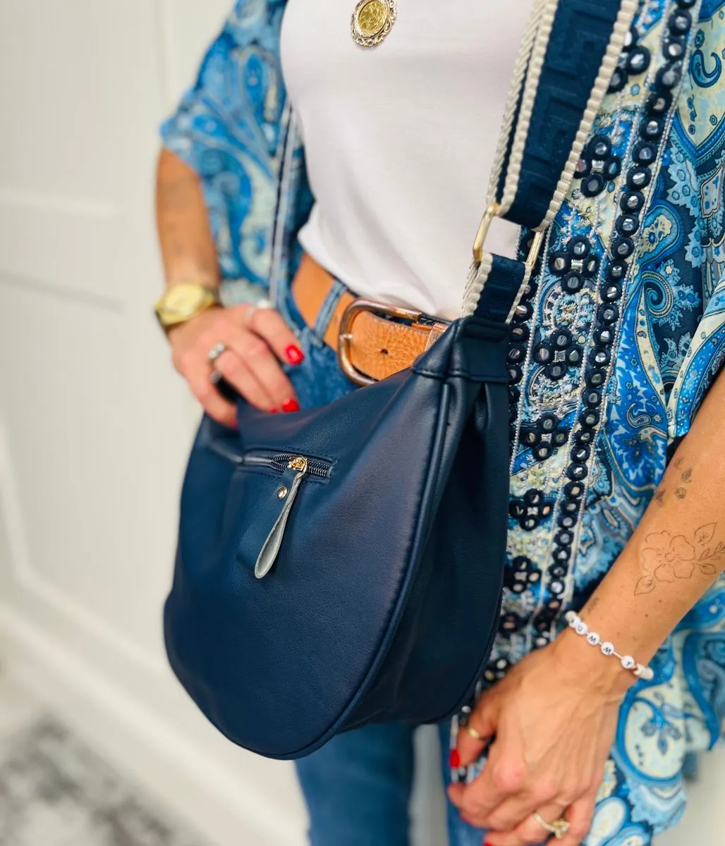 Navy Soft Crescent Bag