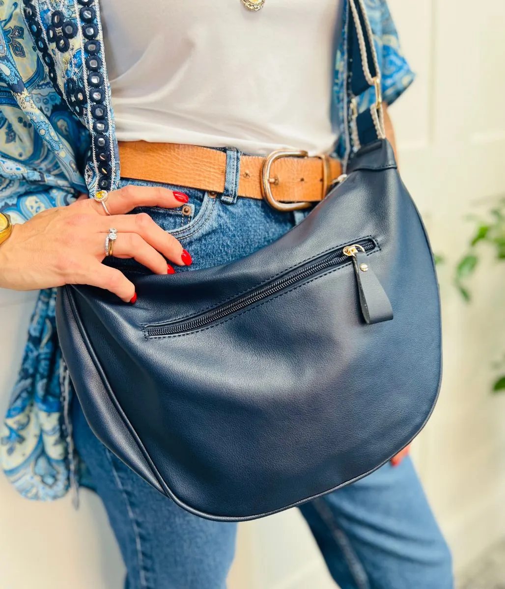 Navy Soft Crescent Bag