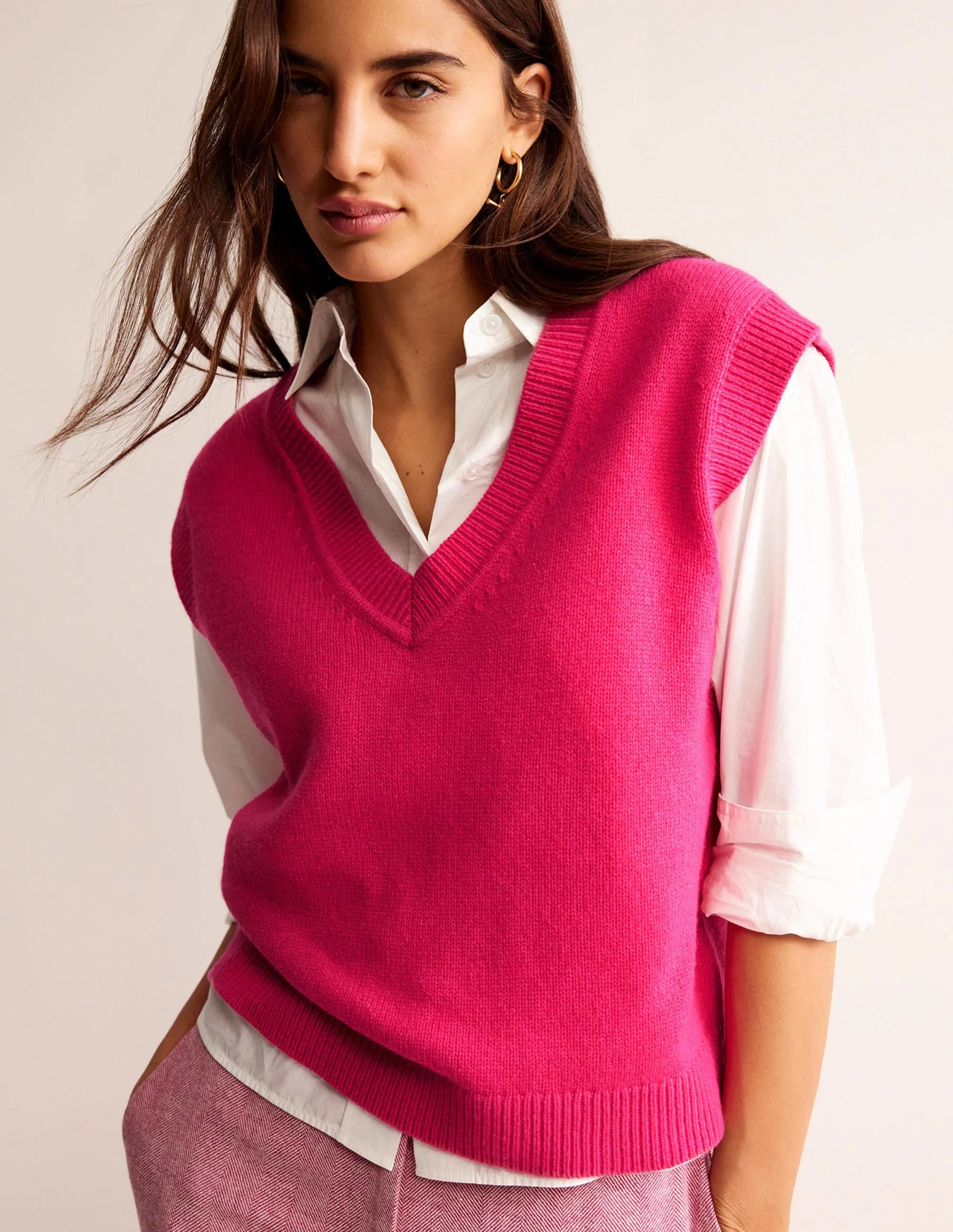 Olivia Merino Tank-Vibrant Pink