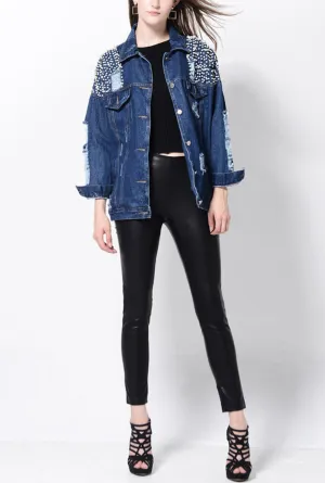 Pearl Hole Washed Denim Jacket