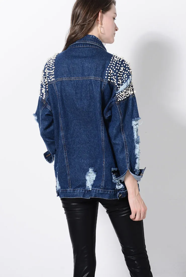 Pearl Hole Washed Denim Jacket