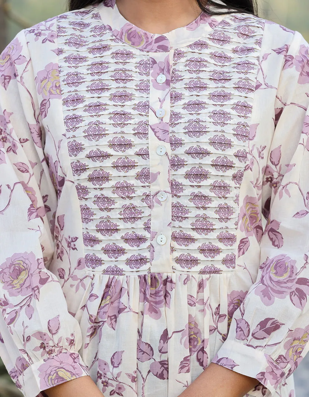 Purple Floral Printed Cotton Top (Part Of 1)