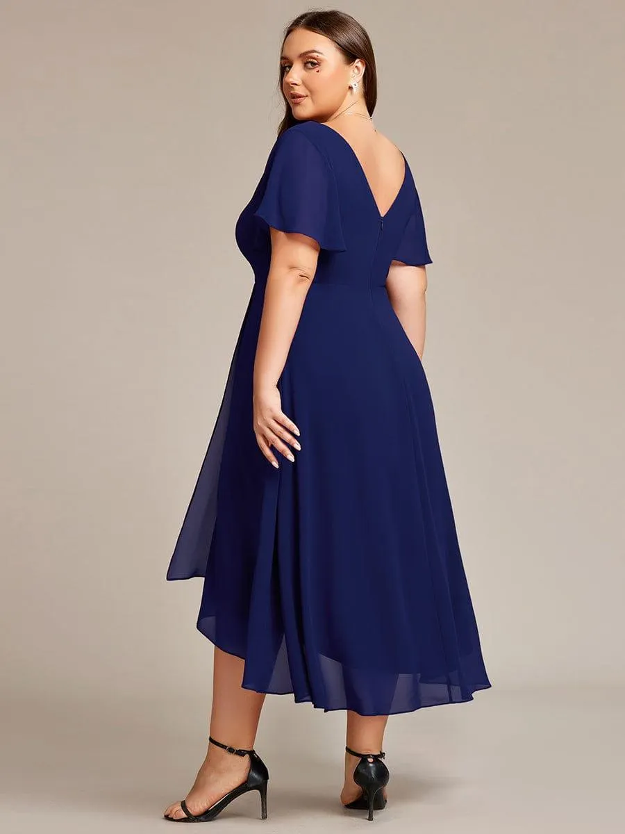 Rina | Flowing Chiffon V-Neck Ruffle Sleeves Bridesmaid Dress