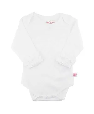 RuffleButts | Ruffled Long Sleeve Layering Bodysuit ~ White