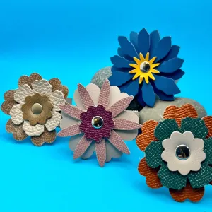 Scarf Cuff - Leather Flowers For Shawls, Scarves or Handbags