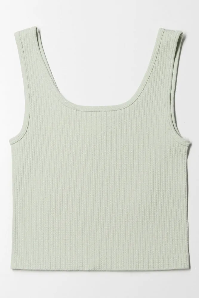 Seamless Textured Knotch Vest Green