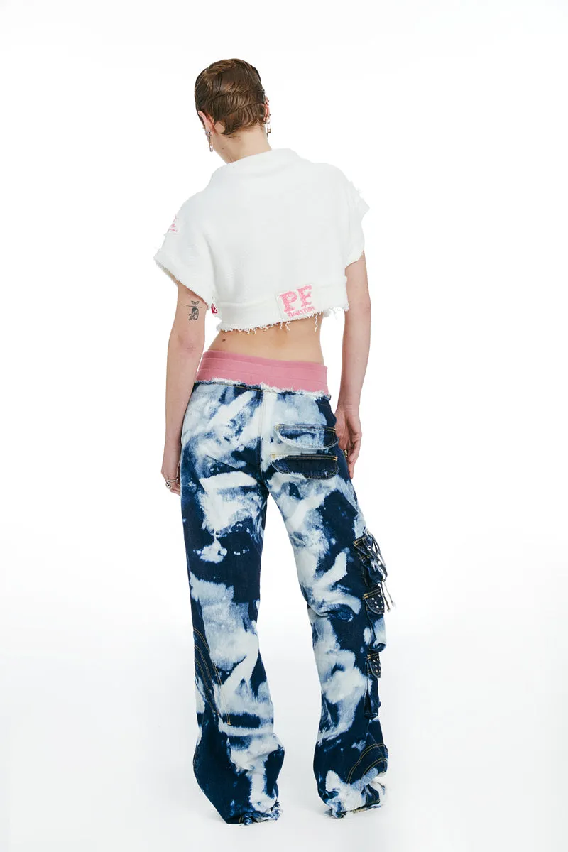 Short sleeved Cropped Sweatshirt Ecru
