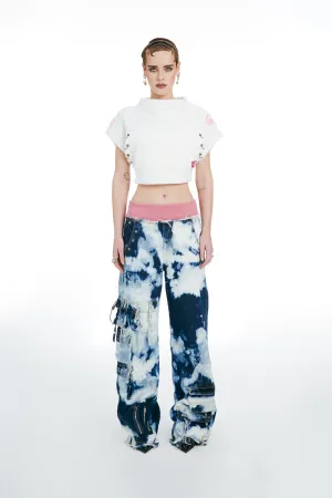 Short sleeved Cropped Sweatshirt Ecru