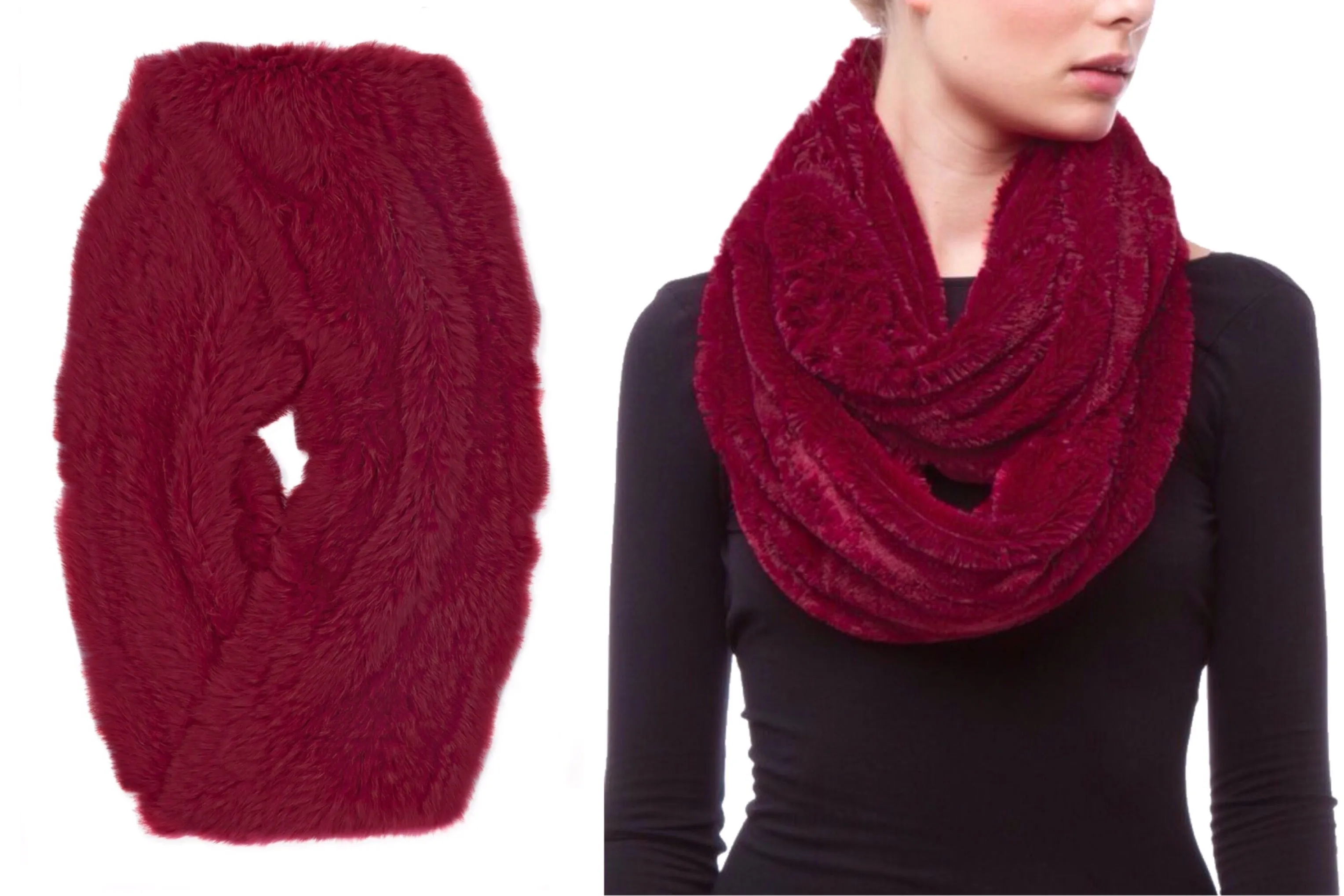 Silky Soft Faux Fur Infinity Scarf (Solid Colors)