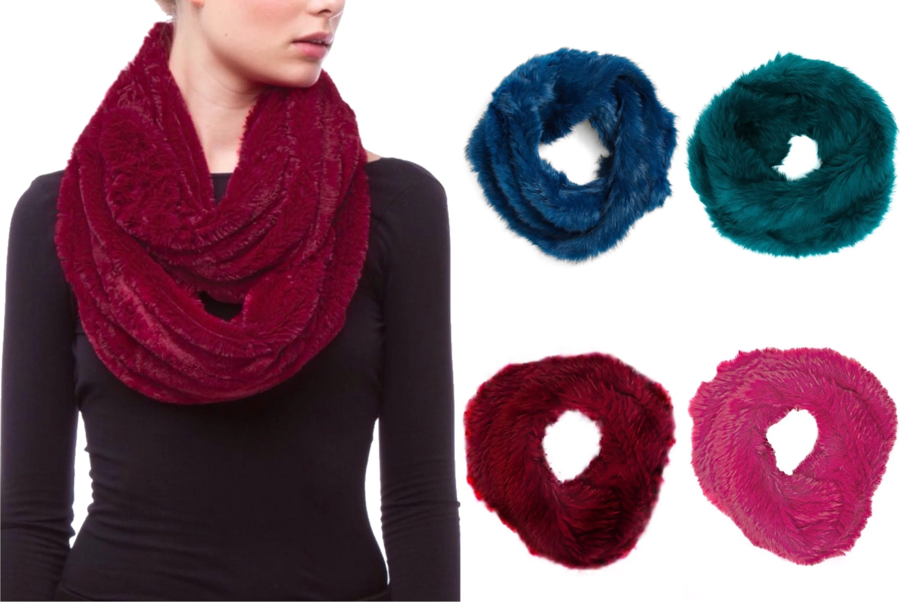 Silky Soft Faux Fur Infinity Scarf (Solid Colors)