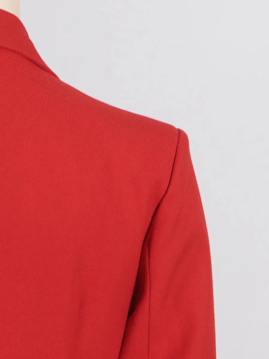 Spliced Pockets Notched Collar Long Sleeve Spliced Button Maxi Coat