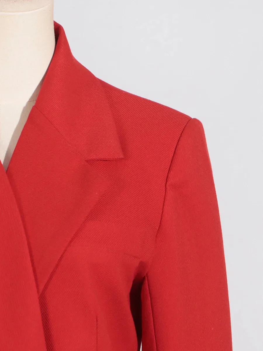 Spliced Pockets Notched Collar Long Sleeve Spliced Button Maxi Coat