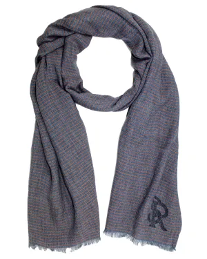 Stefano Ricci Scarf Midnight Blue Stripes - Luxury Cotton Silk Shawl