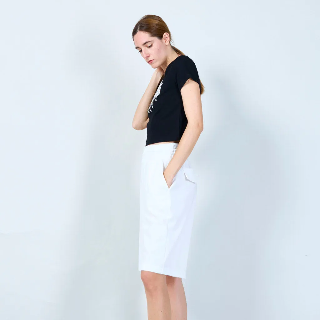 Trendy cropped t-shirt with embellished text wholesale