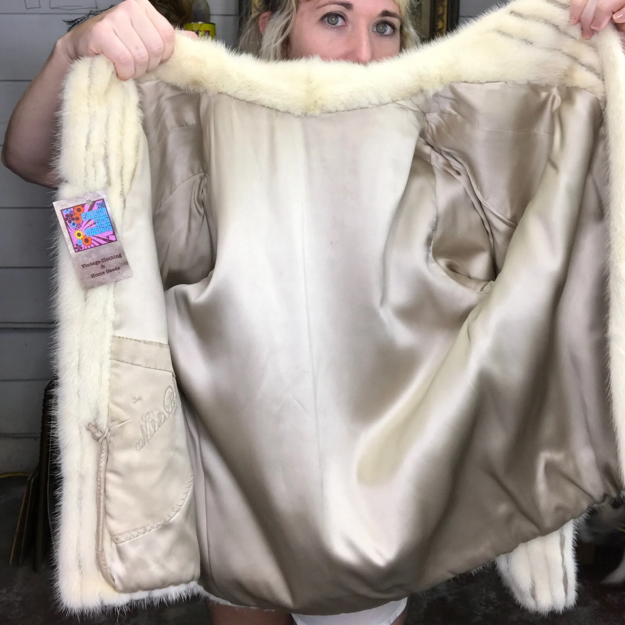 Vintage 70s White Mink Coat