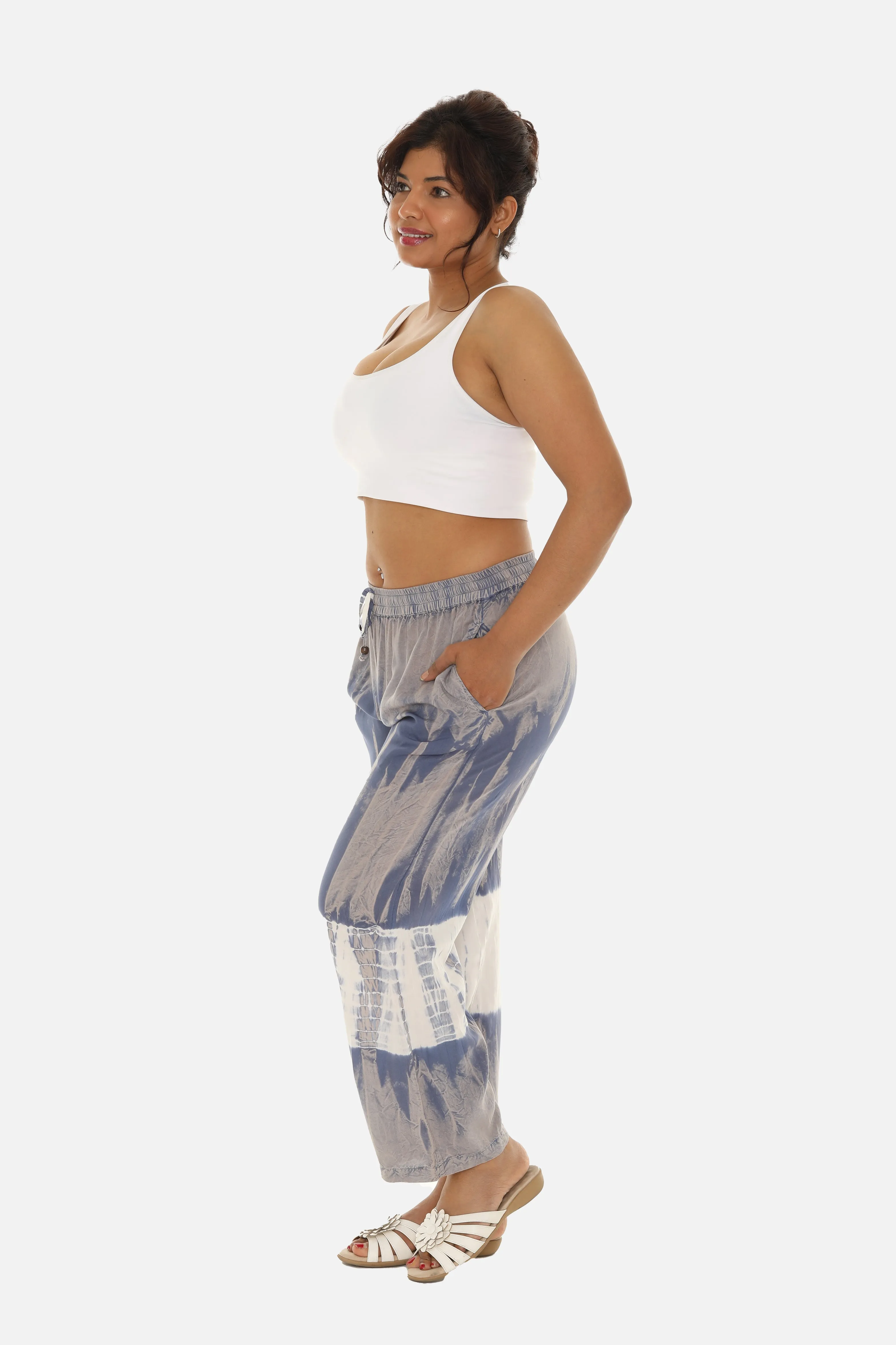 Wide-Leg crinkle rayon Tie & Dye Women Pants
