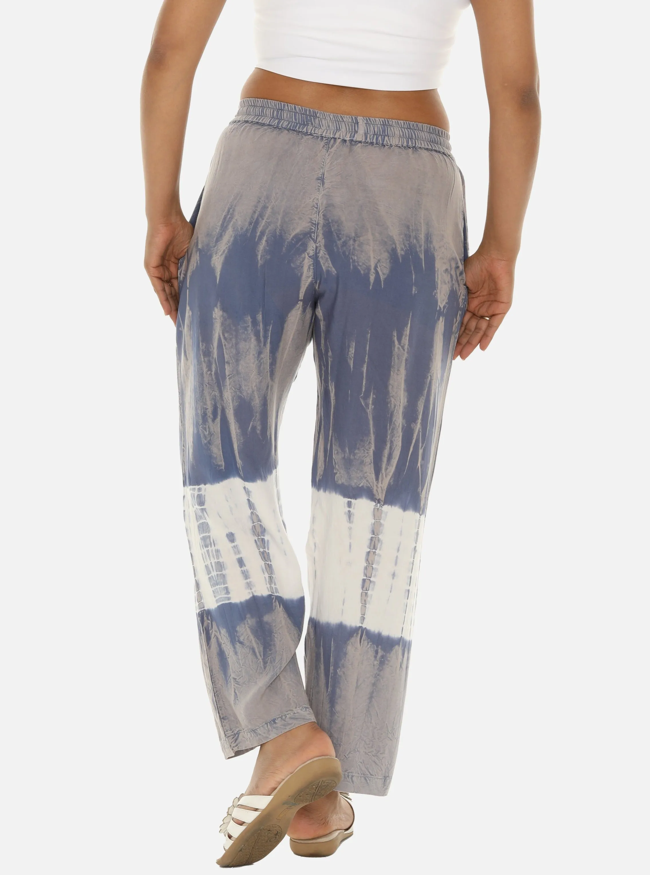 Wide-Leg crinkle rayon Tie & Dye Women Pants