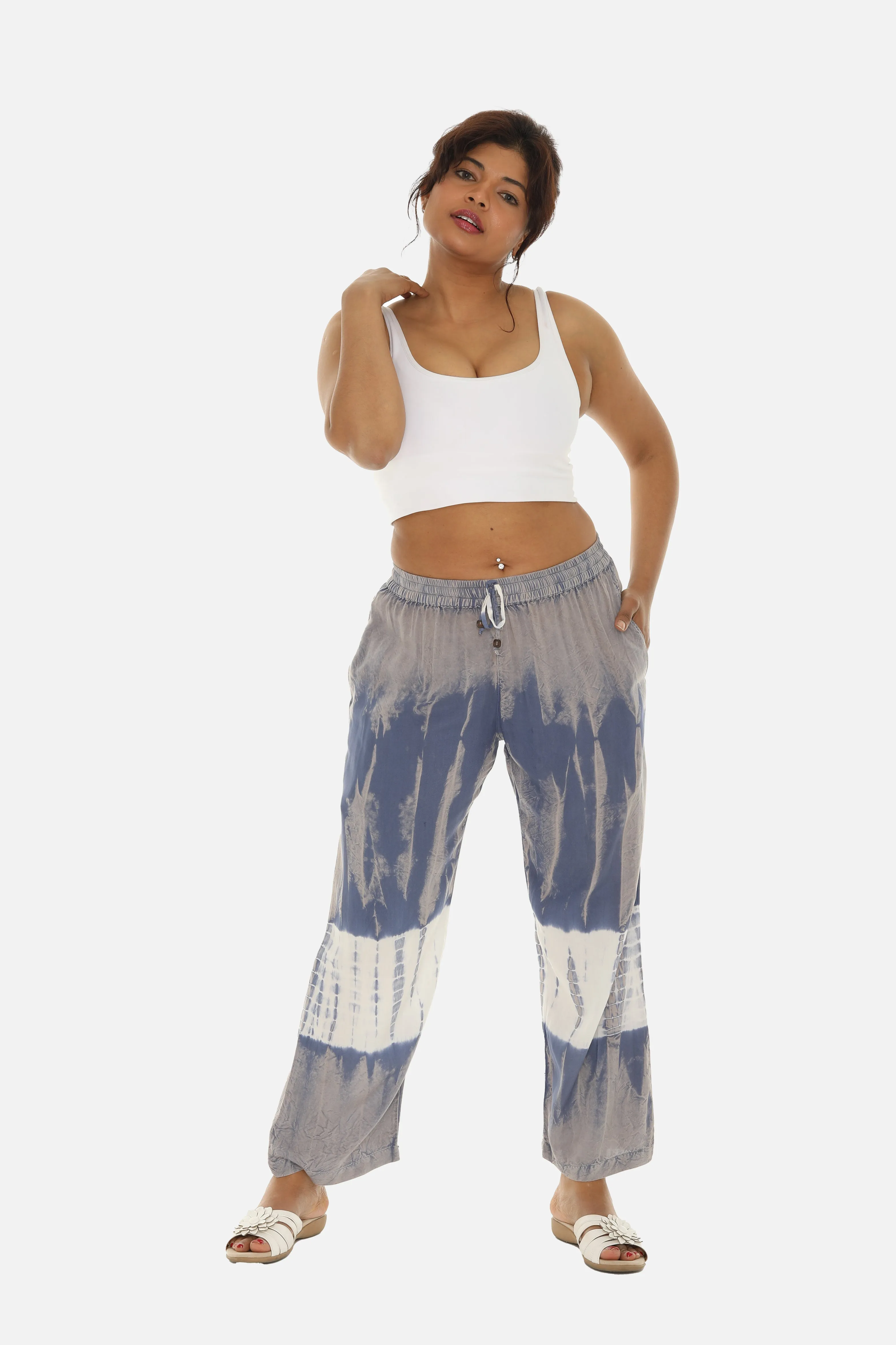 Wide-Leg crinkle rayon Tie & Dye Women Pants