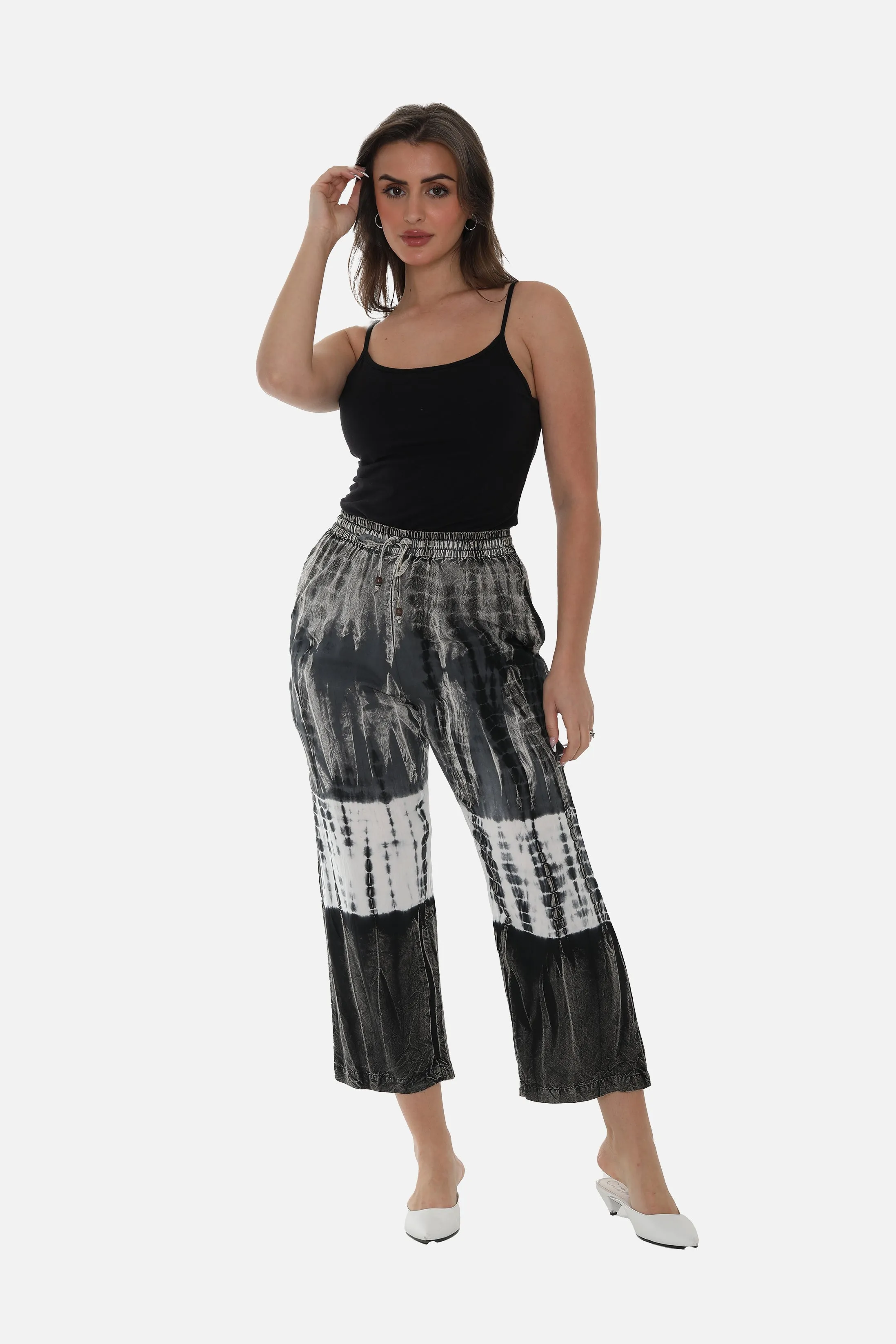 Wide-Leg crinkle rayon Tie & Dye Women Pants