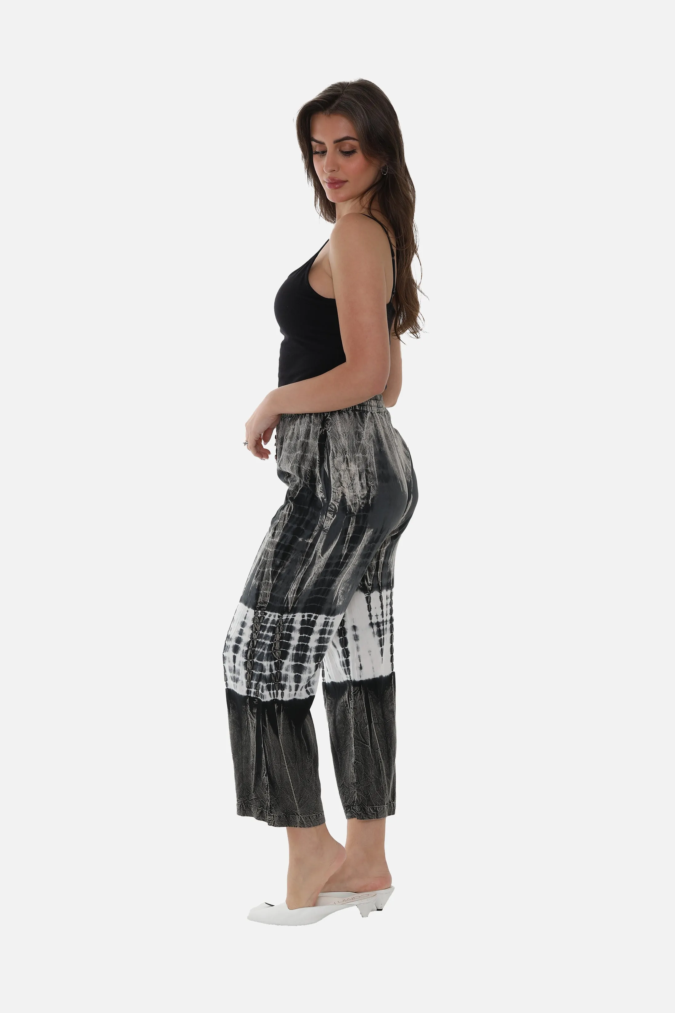 Wide-Leg crinkle rayon Tie & Dye Women Pants