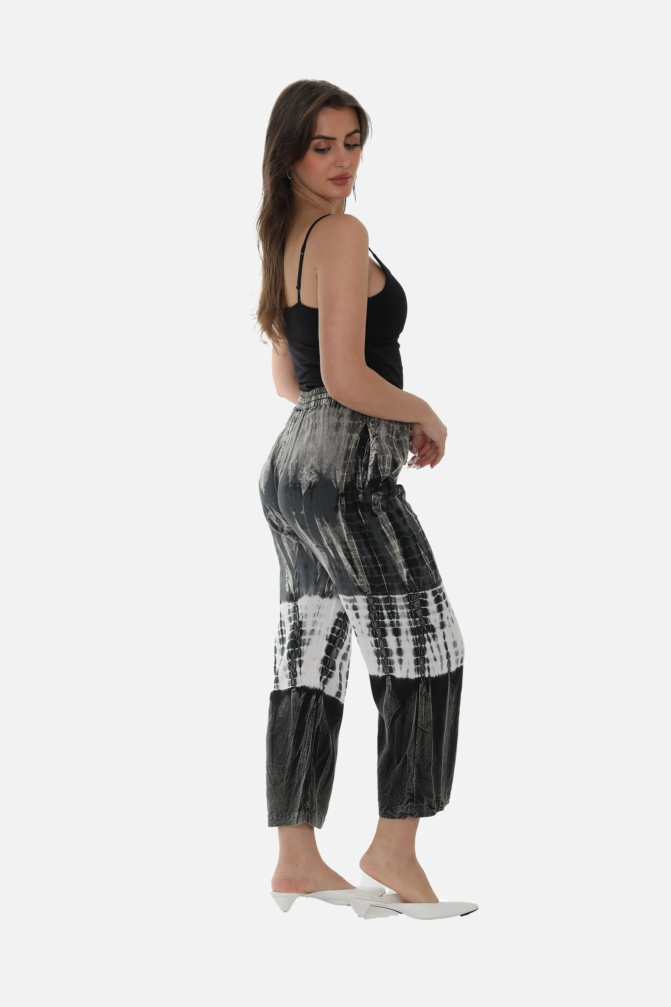 Wide-Leg crinkle rayon Tie & Dye Women Pants