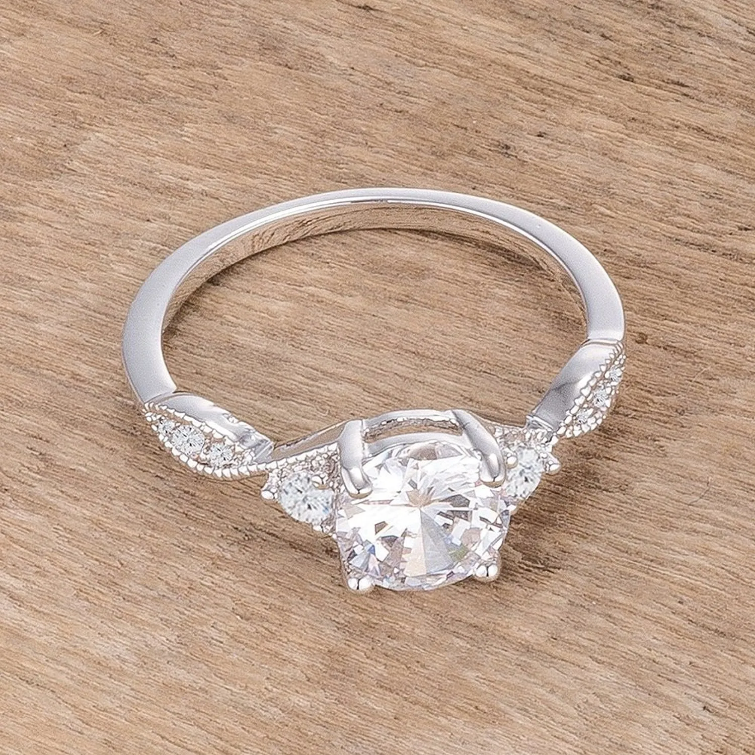 WildKlass 1.45Ct Rhodium Plated Classic Vine Engagement Ring