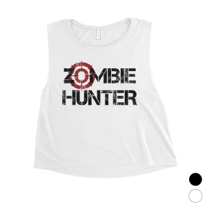 Zombie Hunter Womens Badass Strong Cool Nice Fun Halloween Crop Top